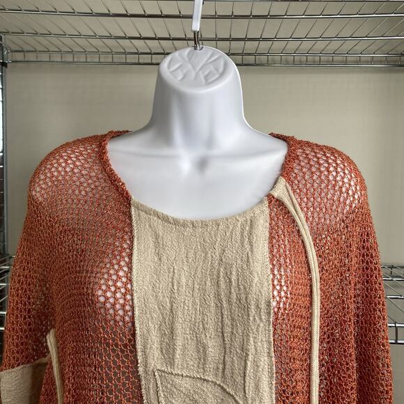 Vintage Jaskar Women's Orange Crochet Open Knit Tunic Top Size M‎ 70’s Vibes - Picture 6 of 9